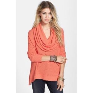 Free People Coral Cowl Neck Sweater M
